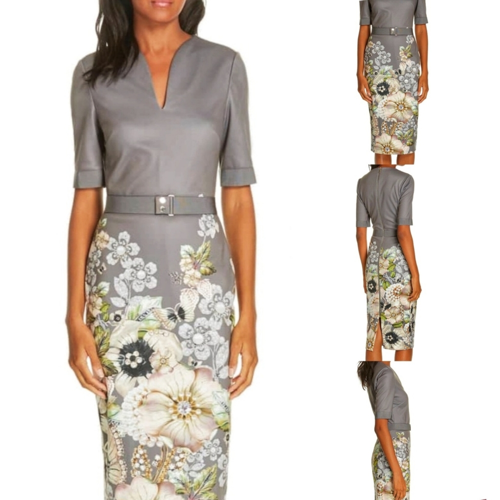 💙🩷 Ted Baker Gem Garden bodycon dress 3 (6-8)